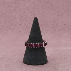 sterling silver round-cut cz rhodolite ring size 7.75